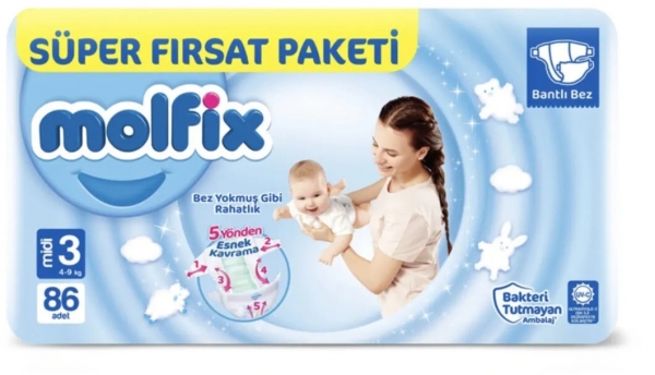 Molfix 3 Beden 86 Adet Bebek Bezi