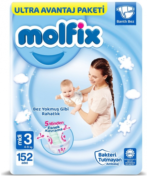 Molfix 3 Beden 152 Adet Bebek Bezi