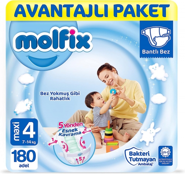 Molfix 4 Beden 180 Adet Bebek Bezi