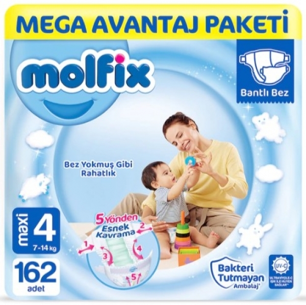 Molfix 4 Beden 162 Adet Bebek Bezi