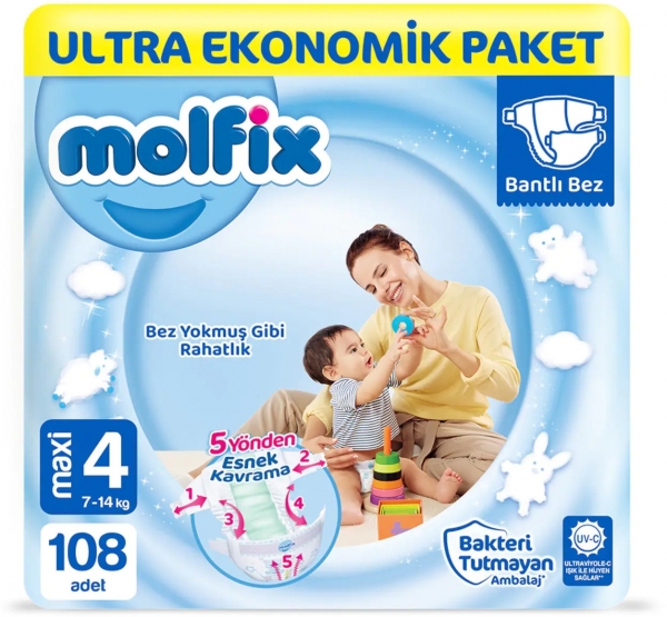 Molfix 4 Beden 108 Adet Bebek Bezi