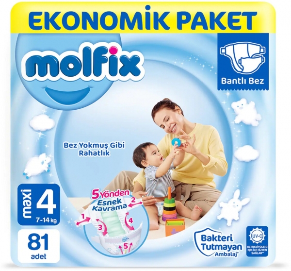 Molfix 4 Beden 81 Adet Bebek Bezi