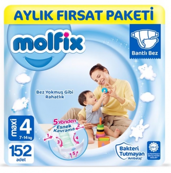 Molfix 4 Beden 152 Adet Bebek Bezi