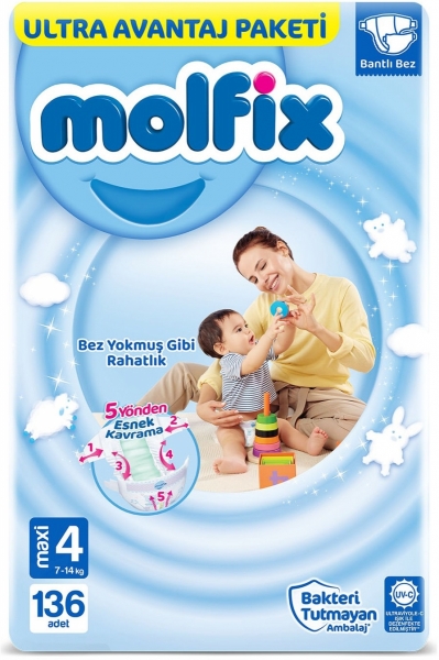 Molfix 4 Beden 136 Adet Bebek Bezi