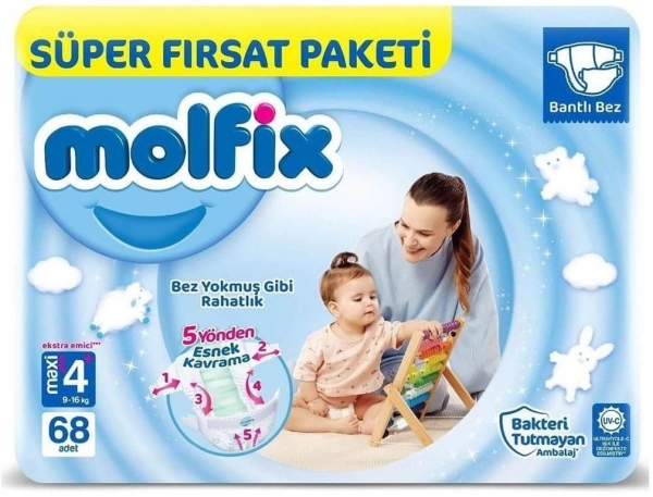 Molfix 4+ Beden 68 Adet Bebek Bezi