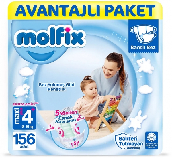 Molfix 4+ Beden 156 Adet Bebek Bezi
