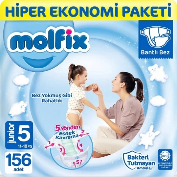Molfix 5 Beden 156 Adet Bebek Bezi