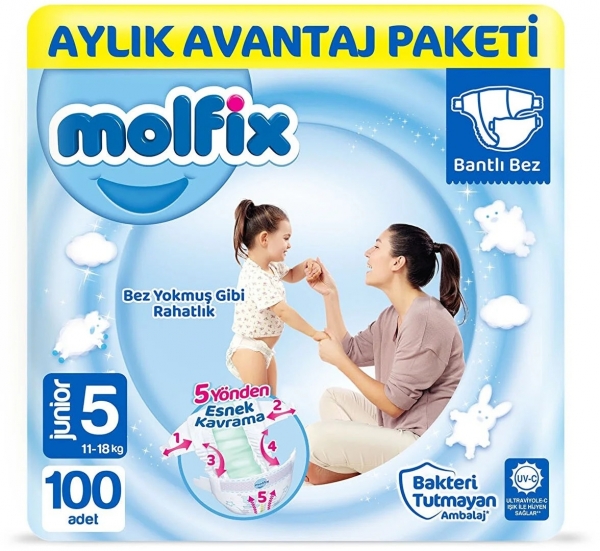 Molfix 5 Beden 100 Adet Bebek Bezi