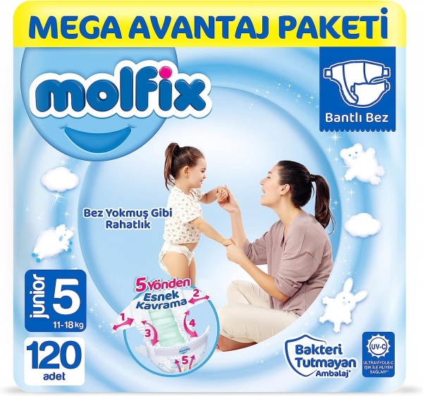 Molfix 5 Beden 120 Adet Bebek Bezi