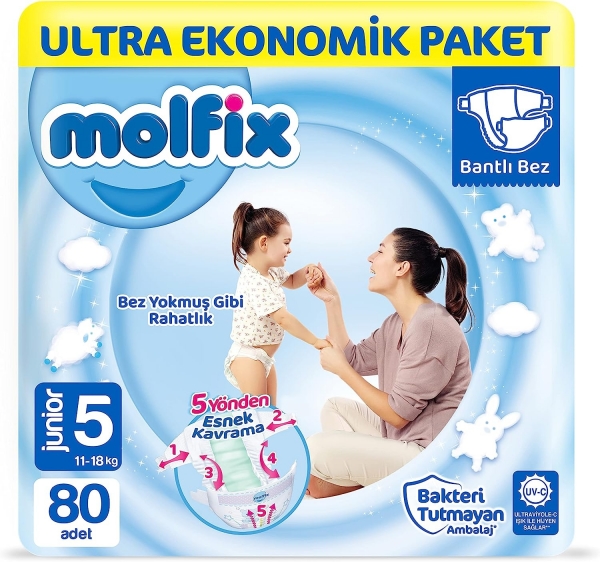 Molfix 5 Beden 80 Adet Bebek Bezi