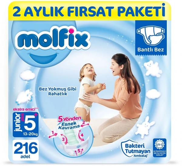 Molfix 5+ Beden 216 Adet Bebek Bezi