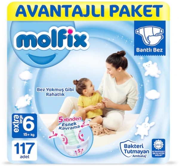 Molfix 6 Beden 117 Adet Bebek Bezi