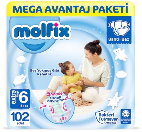Molfix 6 Beden 102 Adet Bebek Bezi