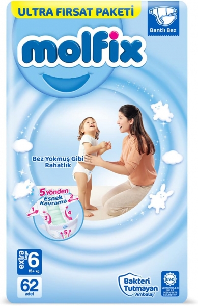 Molfix 6 Beden 62 Adet Bebek Bezi