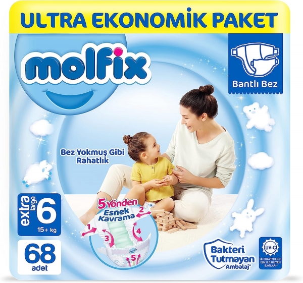 Molfix 6 Beden 68 Adet Bebek Bezi