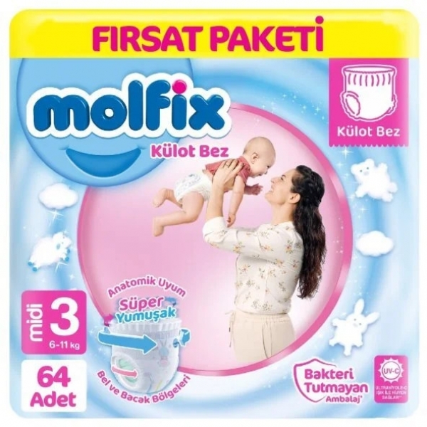 Molfix Külot Bez 3 Beden 64 Adet Bebek Bezi