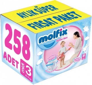 Molfix Külot Bez 3 Beden 258 Adet Bebek Bezi