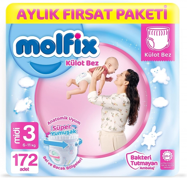 Molfix Külot Bez 3 Beden 172 Adet Bebek Bezi