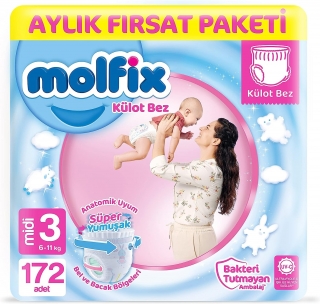 Molfix Külot Bez 3 Beden 172 Adet Bebek Bezi