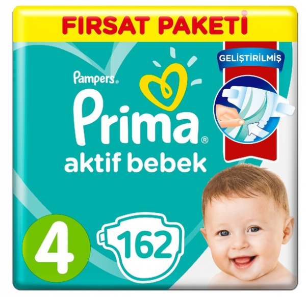Prima Aktif Bebek 4 beden 162 Adet Bebek Bezi