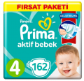 Prima Aktif Bebek 4 beden 162 Adet Bebek Bezi