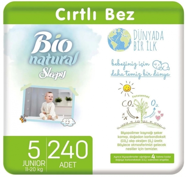 Sleepy Bio Natural 5 Beden 240 Adet Bebek Bezi