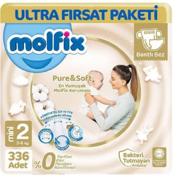 Molfix Pure&Soft 2 Beden 336 Adet Bebek Bezi