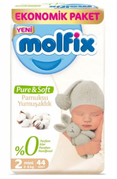 Molfix Pure&Soft 2 Beden 44 Adet Bebek Bezi