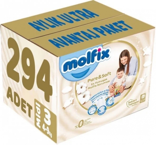 Molfix Pure&Soft 3 Beden 294 Adet Bebek Bezi