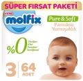 Molfix Pure&Soft 3 Beden 64 Adet Bebek Bezi