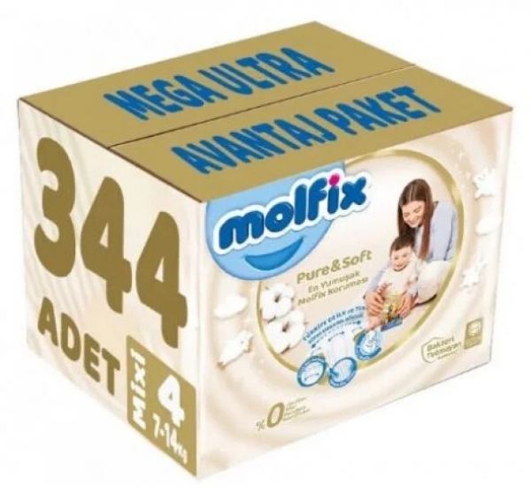 Molfix Pure&Soft 4 Beden 344 Adet Bebek Bezi