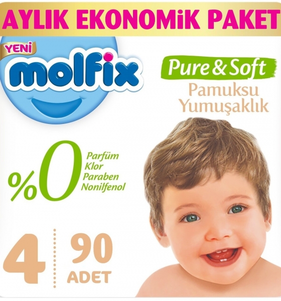 Molfix Pure&Soft 4 Beden 90 Adet Bebek Bezi