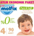 Molfix Pure&Soft 4 Beden 90 Adet Bebek Bezi
