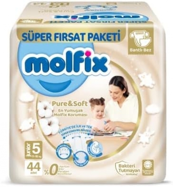 Molfix Pure&Soft 5 Beden 44 Adet Bebek Bezi