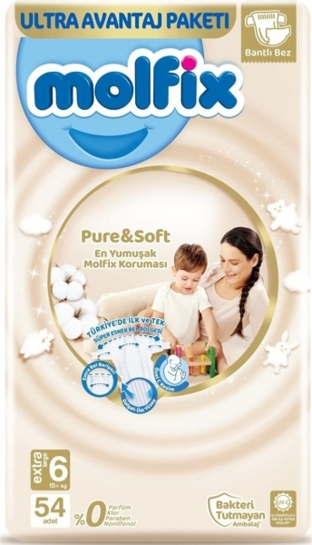 Molfix Pure&Soft 6 Beden 54 Adet Bebek Bezi