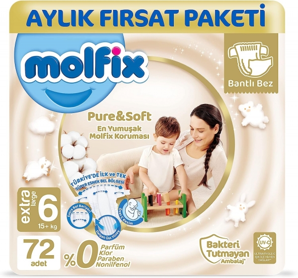 Molfix Pure&Soft 6 Beden 72 Adet Bebek Bezi