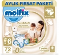 Molfix Pure&Soft 6 Beden 72 Adet Bebek Bezi