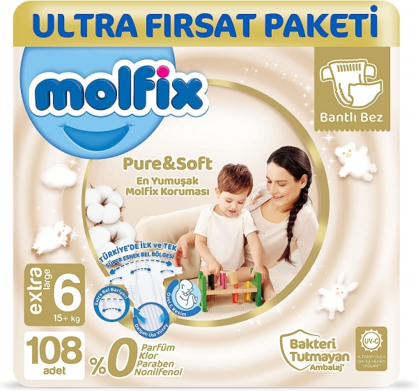 Molfix Pure&Soft 6 Beden 108 Adet Bebek Bezi