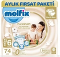 Molfix Pure&Soft 6 Beden 74 Adet Bebek Bezi
