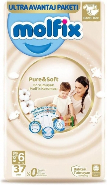 Molfix Pure&Soft 6 Beden 37 Adet Bebek Bezi