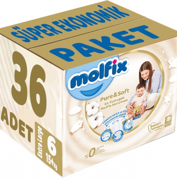 Molfix Pure&Soft 6 Beden 36 Adet Bebek Bezi