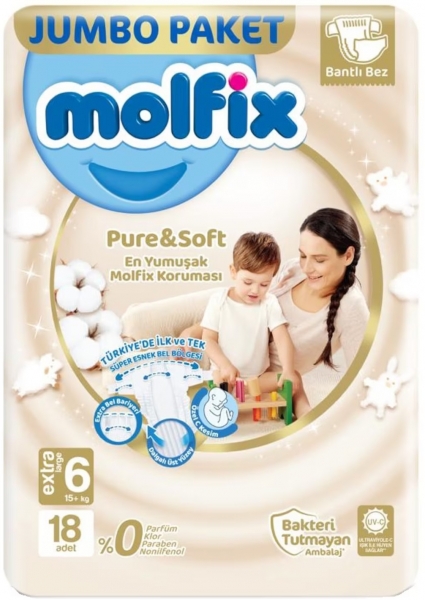 Molfix Pure&Soft 6 Beden 18 Adet Bebek Bezi