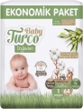 Baby Turco Doğadan 1 Beden 64 Adet Bebek Bezi