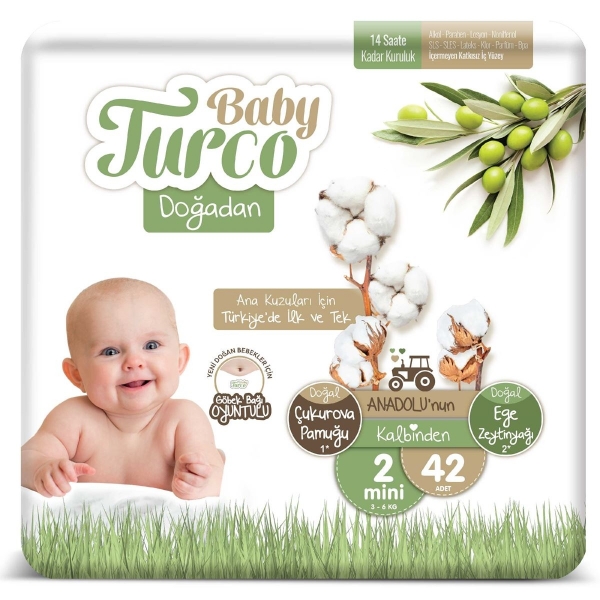 Baby Turco Doğadan 2 Beden 42 Adet Bebek Bezi