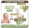Baby Turco Doğadan 2 Beden 420 Adet Bebek Bezi
