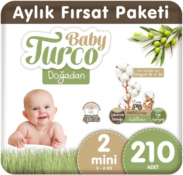 Baby Turco Doğadan 2 Beden 210 Adet Bebek Bezi