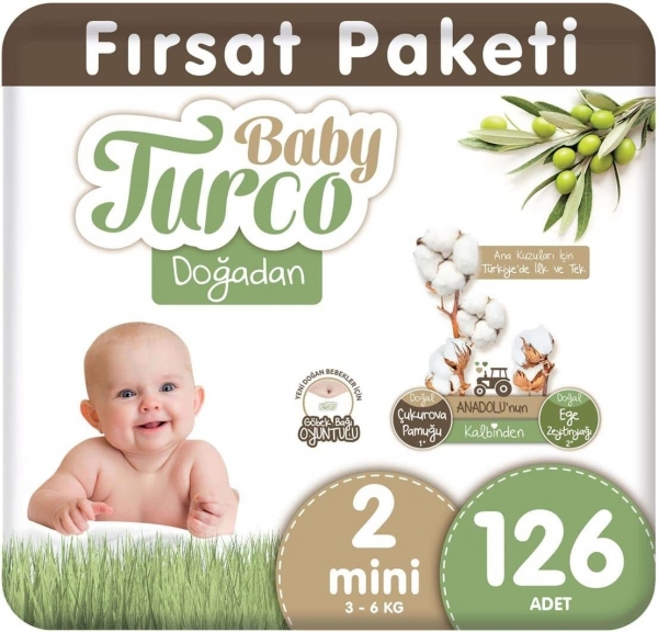 Baby Turco Doğadan 2 Beden 126 Adet Bebek Bezi