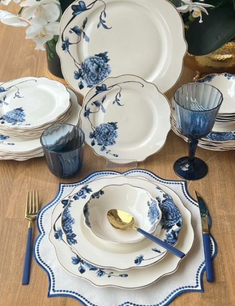 Rossev Blue Blanche 24 Parça Yemek Takımı