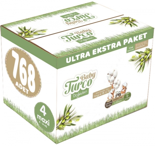 Baby Turco Doğadan 4 Beden 768 Adet Bebek Bezi