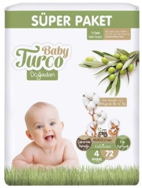 Baby Turco Doğadan 4 Beden 72 Adet Bebek Bezi